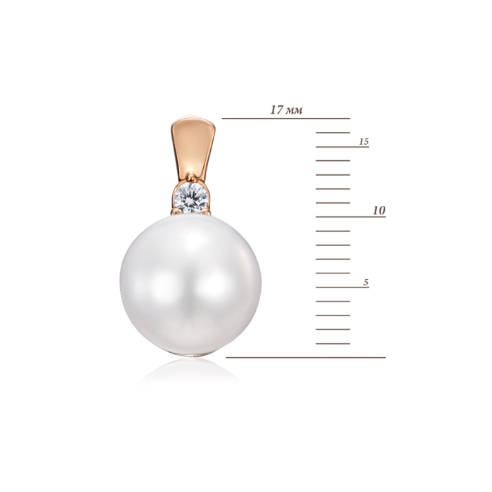 Золоті сережки з перлами і фіанітами. Артикул 21686