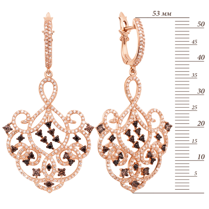 Золотые серьги-подвески с фианитами. Артикул 21715/цв п