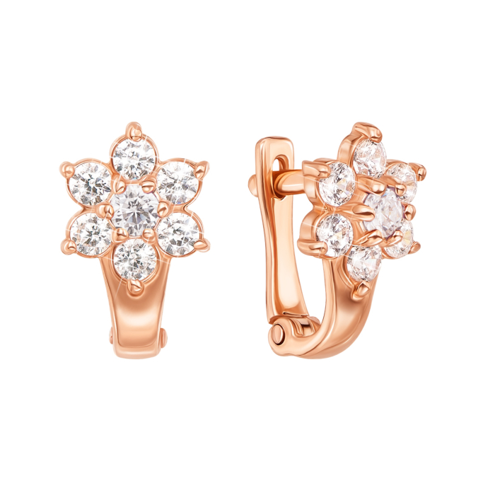 Золоті сережки з фіанітами. Артикул 21718