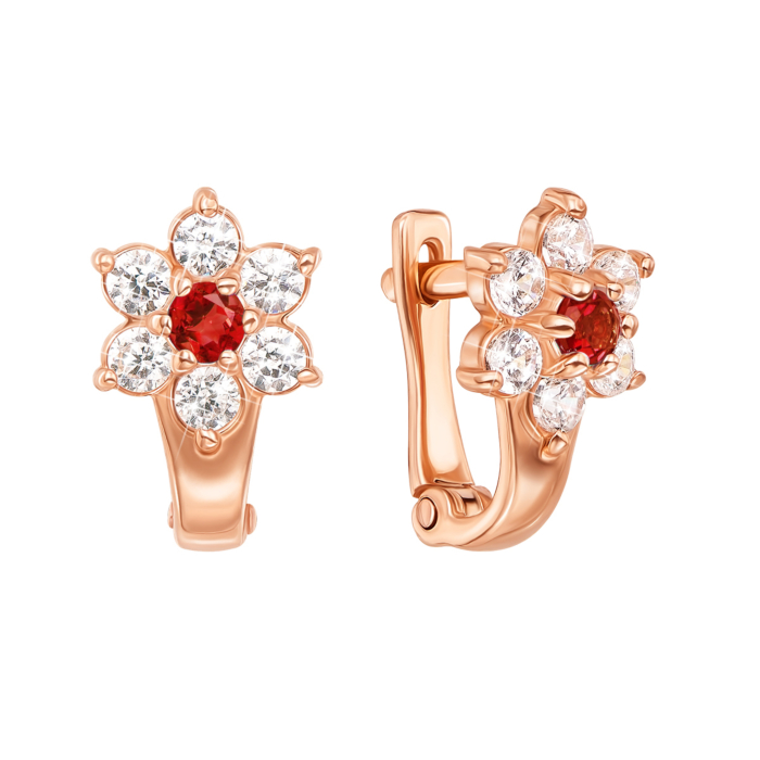 Золотые серьги с фианитами. Артикул 21718/01/0/394