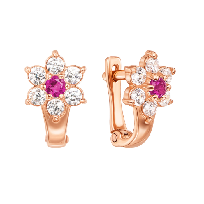 Золотые серьги с фианитами. Артикул 21718/01/0/404