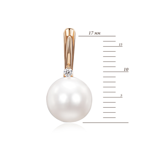 Золотые серьги с жемчугом и фианитами. Артикул 21723/01/0/1753