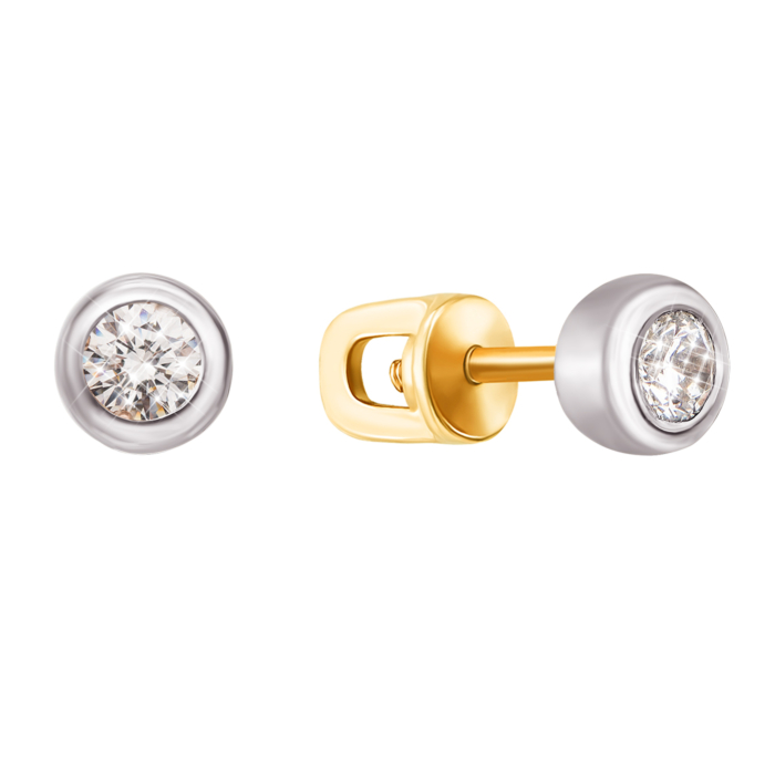 Золоті пусети з фіанітами. Артикул 21727/eu