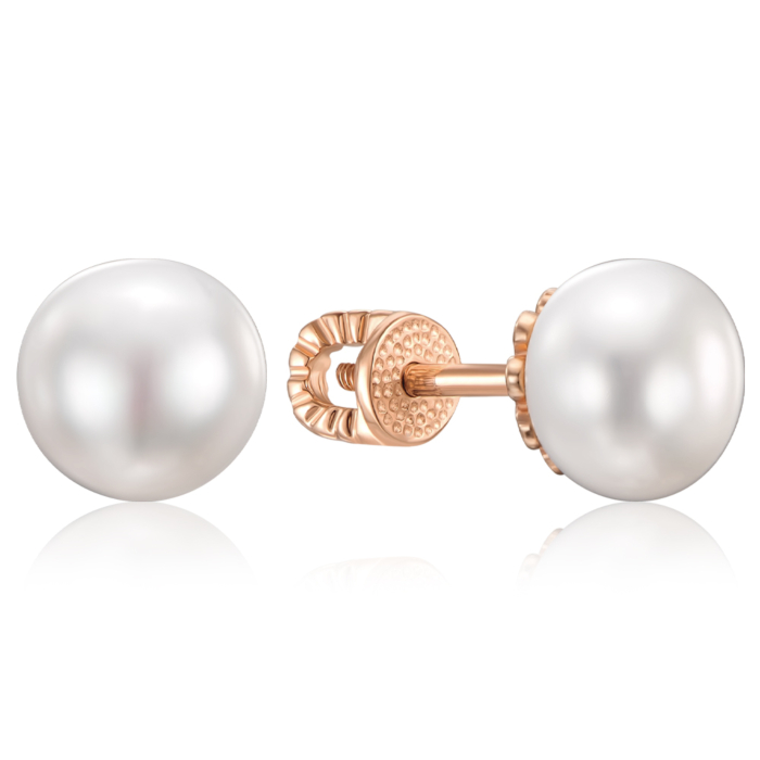 Золотые пуссеты с жемчугом. Артикул 21729