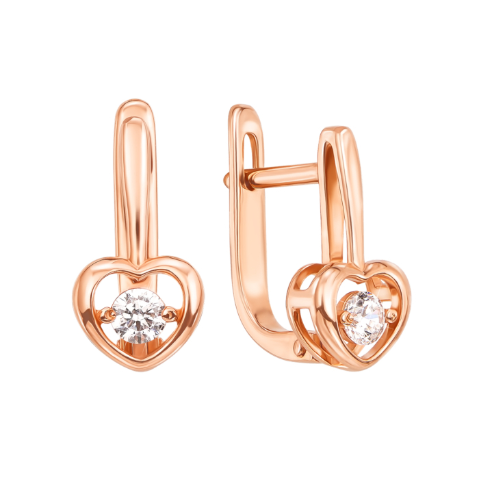 Золоті сережки з фіанітами. Артикул 21736