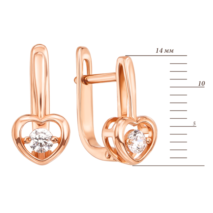 Золоті сережки з фіанітами. Артикул 21736