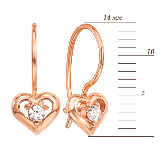 Золотые серьги с фианитами. Артикул 21745