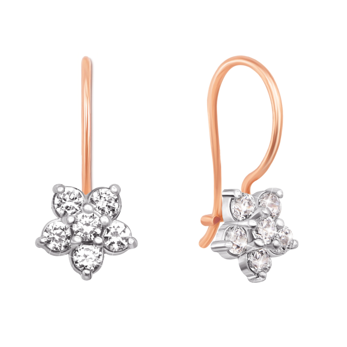 Золотые серьги с фианитами. Артикул 21751