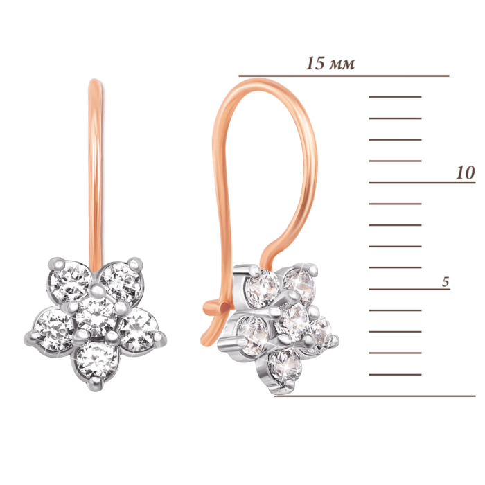 Золотые серьги с фианитами. Артикул 21751