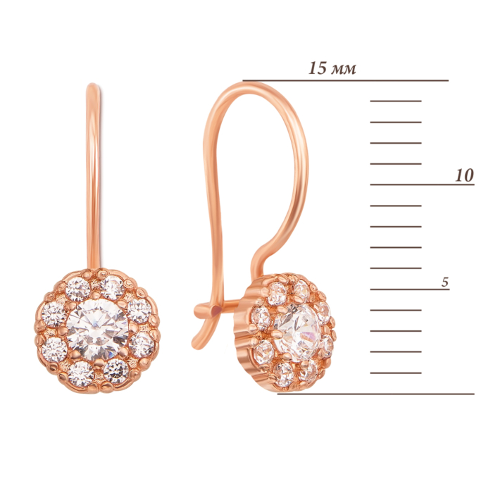 Золотые серьги с фианитами. Артикул 21753