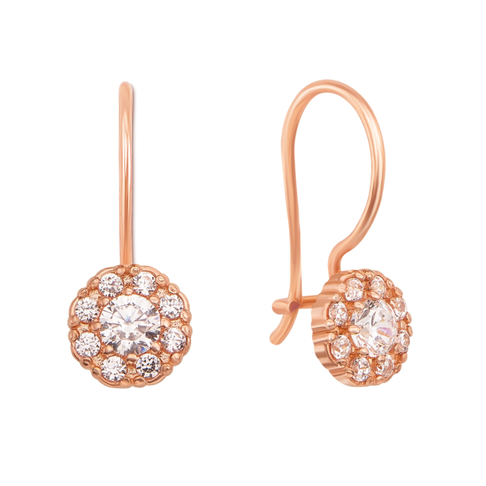 Золотые серьги с фианитами. Артикул 21753