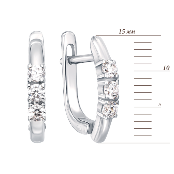 Золотые серьги с фианитами. Артикул 21757/02/1/52