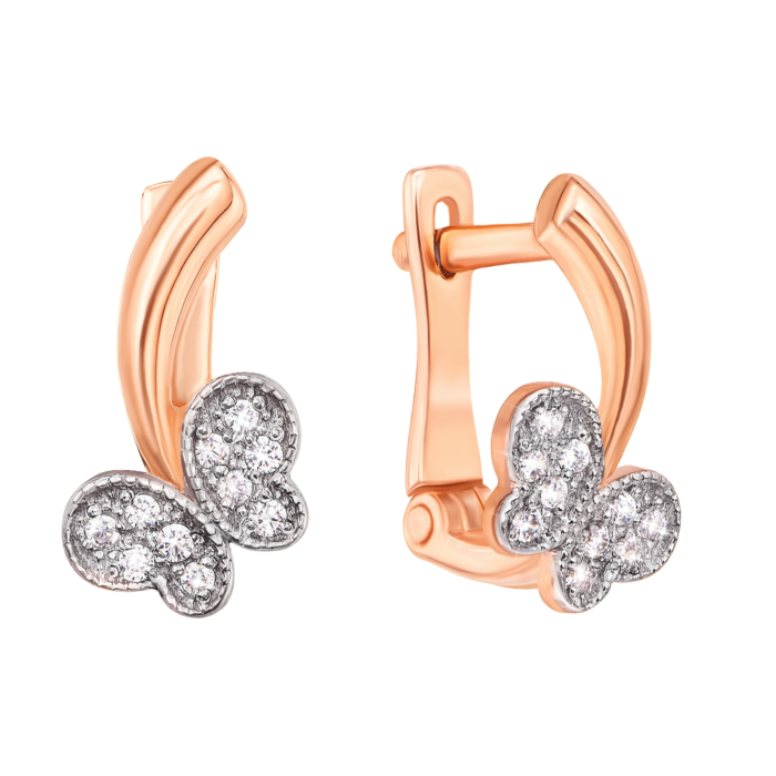 Золоті сережки з фіанітами. Артикул 21758