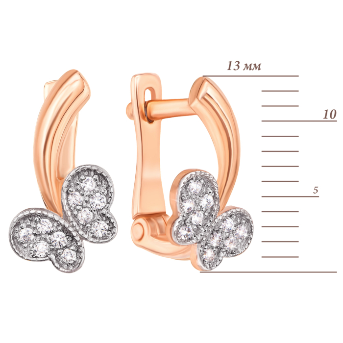 Золоті сережки з фіанітами. Артикул 21758