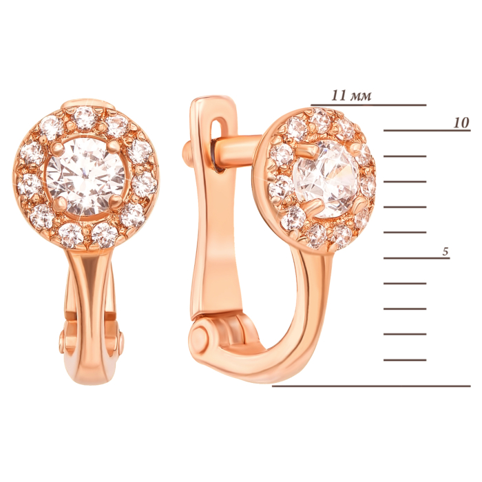 Золоті сережки з фіанітами. Артикул 21759