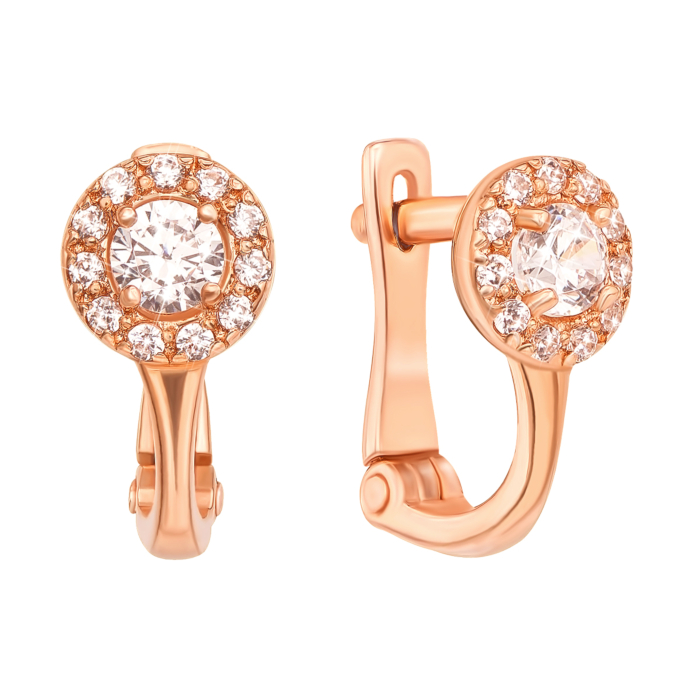 Золоті сережки з фіанітами. Артикул 21759