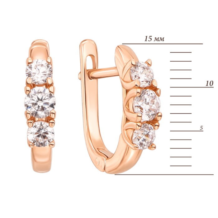 Золоті сережки з фіанітами. Артикул 21766