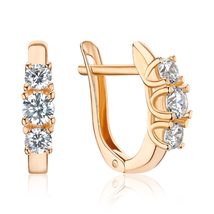 Золотые серьги с фианитами Tesori. Артикул 21766/01/0/4283