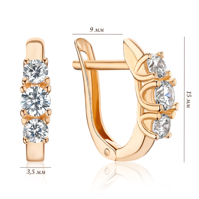 Золоті сережки з фіанітами Tesori. Артикул 21766/01/0/4283