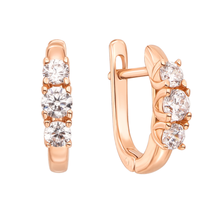 Золоті сережки з фіанітами. Артикул 21766