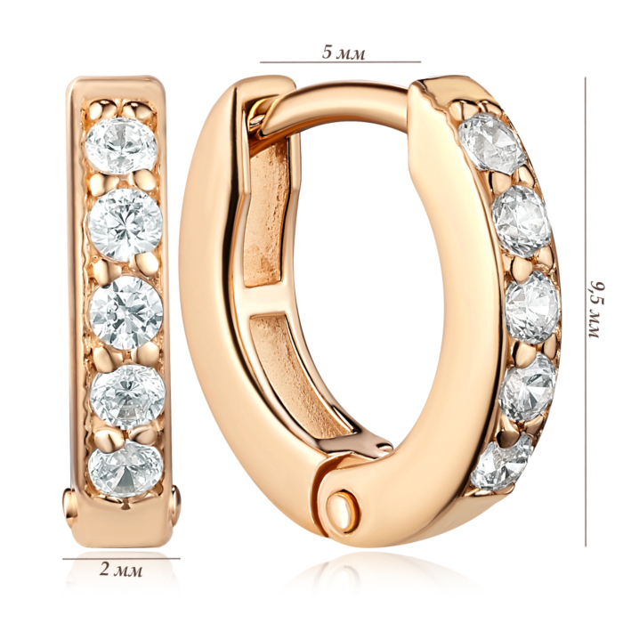 Золотые серьги с фианитами. Артикул 21767