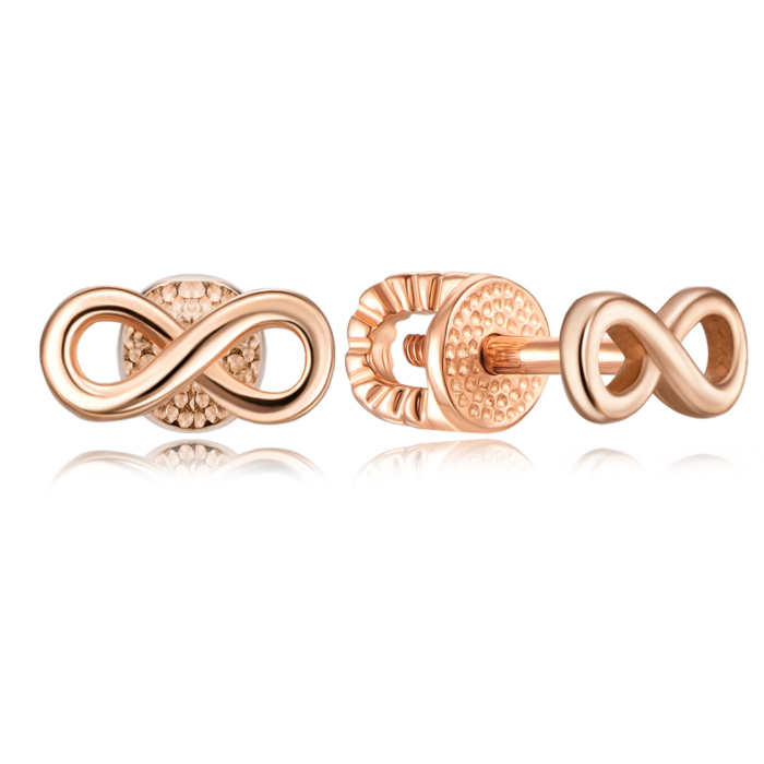 Золотые пуссеты «Бесконечность». Артикул 21769/01/0
