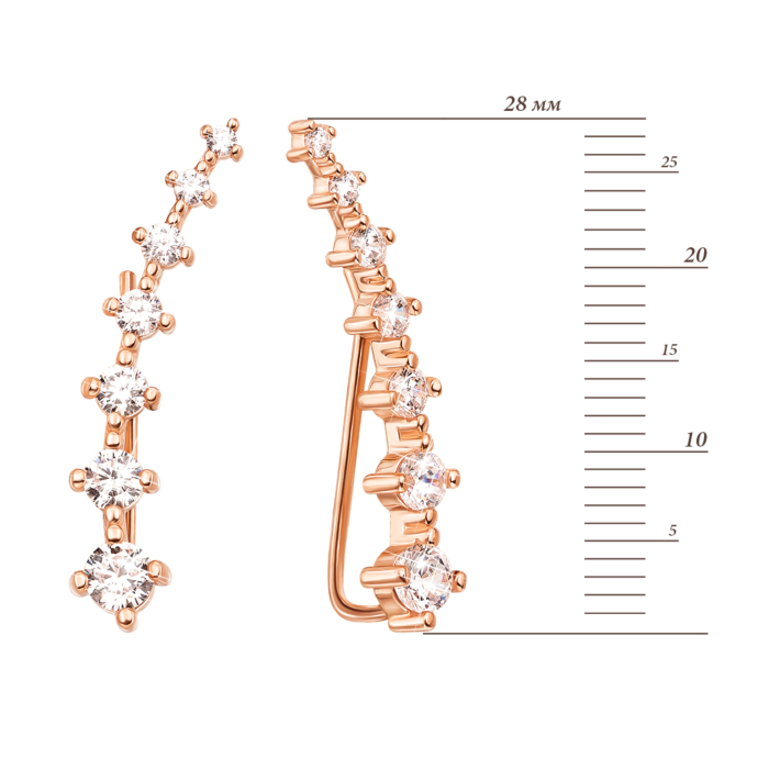 Золотые серьги-каффы с фианитами. Артикул 21771/01/0/239