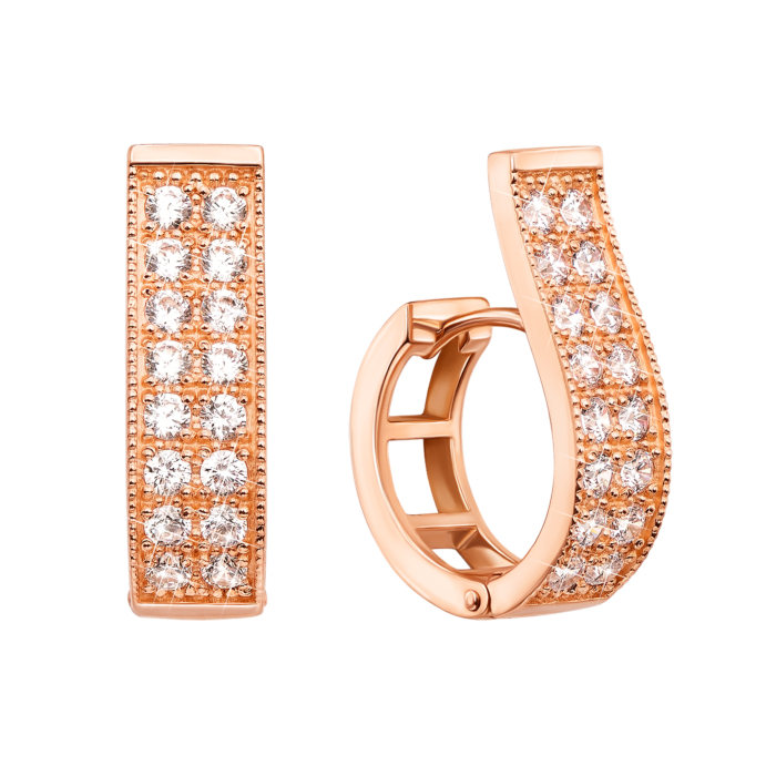 Золотые серьги с фианитами. Артикул 21782/01/0/17