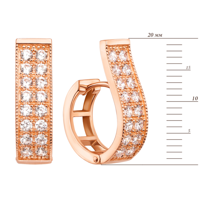 Золотые серьги с фианитами. Артикул 21782/01/0/17