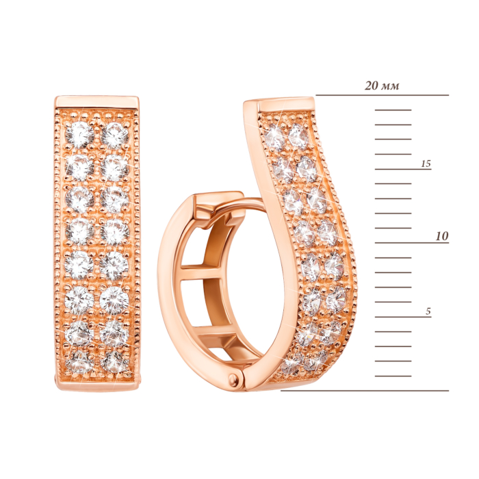 Золотые серьги с фианитами S Zirconia. Артикул 21782/01/0/678