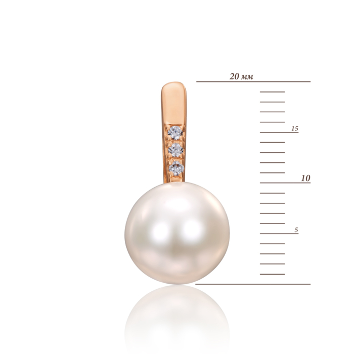 Золоті сережки з перлами і фіанітами. Артикул 21783/01/0/456