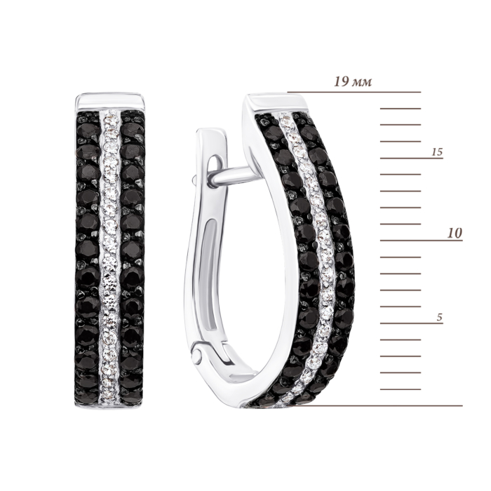 Золотые серьги с черными фианитами. Артикул 21784/02/1/126