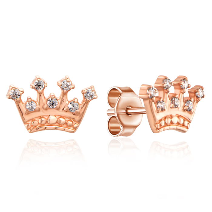 Золотые пуссеты с фианитами. Артикул 21792-з/01/0/1