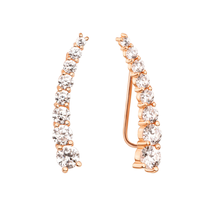 Золотые серьги-каффы с фианитами. Артикул 21795/01/0/644