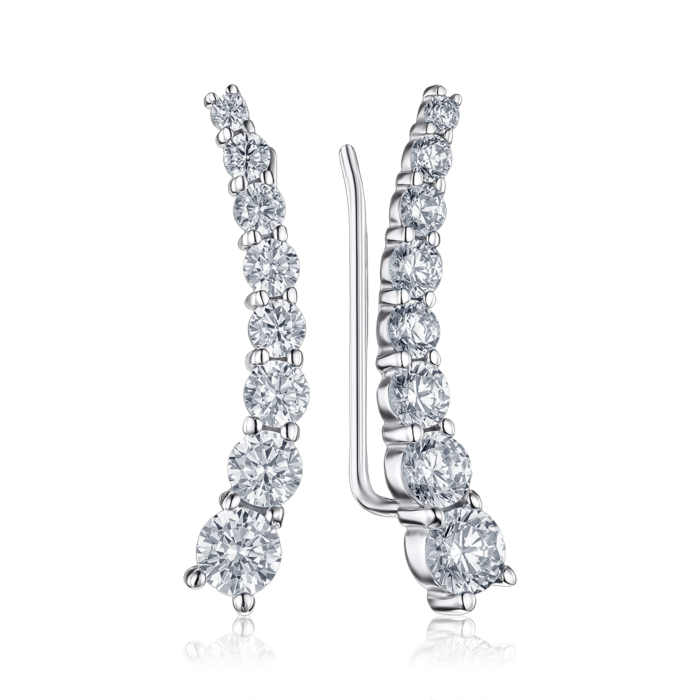 Срібні сережки-кафи з фіанітами с21795