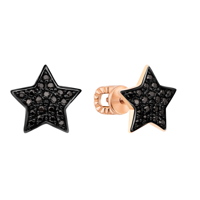 Золоті пусети «Зірки» з фіанітами. Артикул 21805/01/1/526