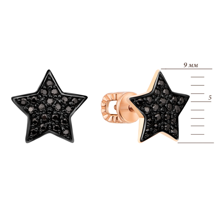 Золоті пусети «Зірки» з фіанітами. Артикул 21805/01/1/526