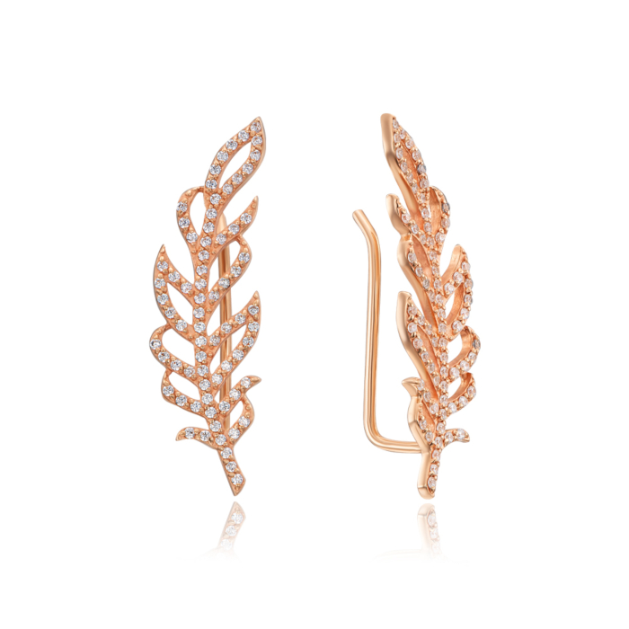 Золотые серьги-каффы с фианитами. Артикул 21809/01/0/42