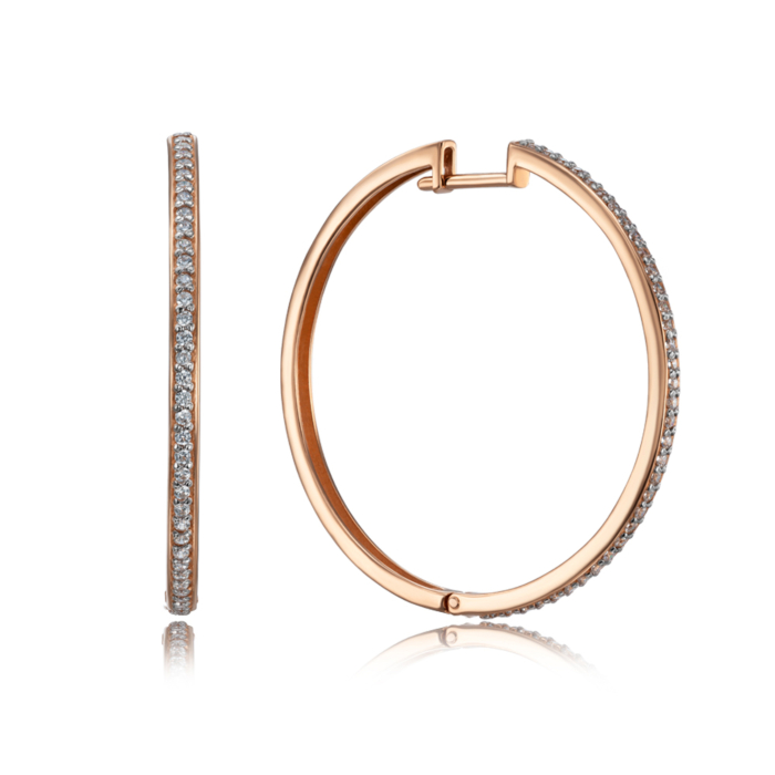 Золотые серьги-конго с фианитами. Артикул 21820-4/01/1/13