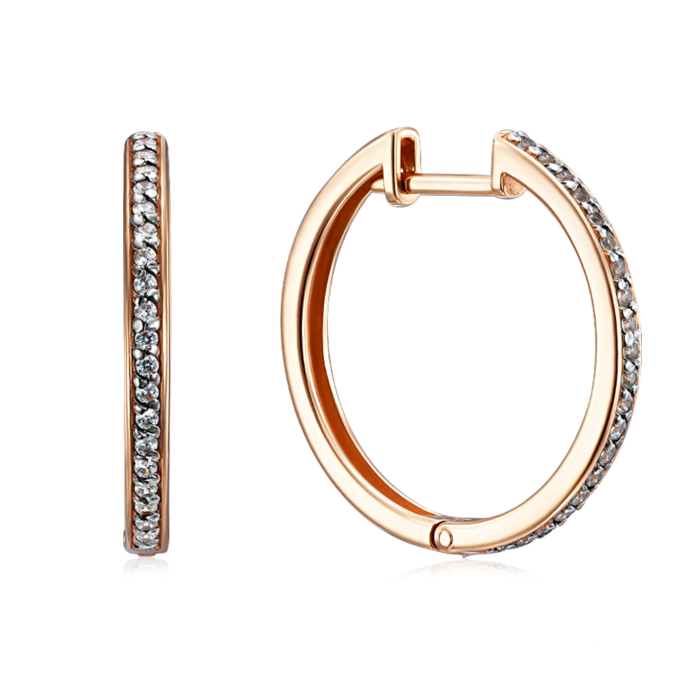 Золотые серьги-конго с фианитами. Артикул 21820-2.5/01/1/13