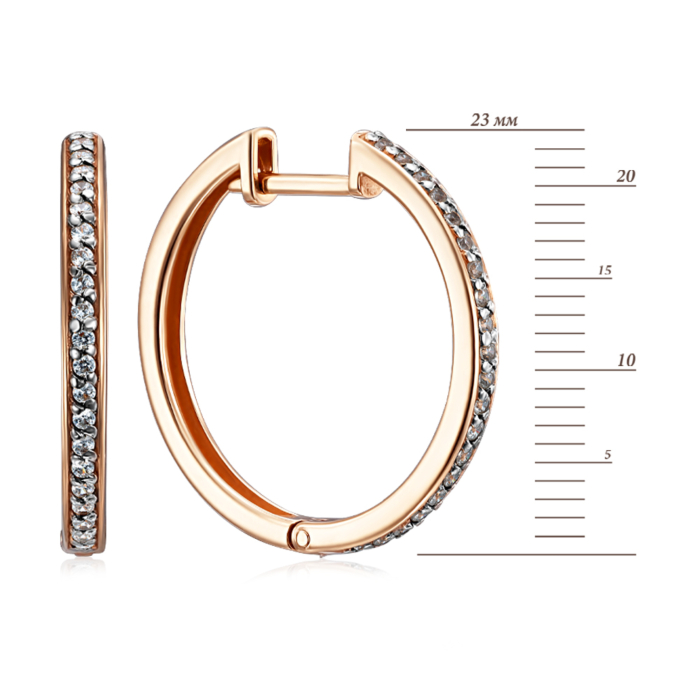 Золотые серьги-конго с фианитами. Артикул 21820-2.5/01/1/13