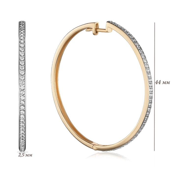 Серьги-конго из красного золота с фианитами 21820-4.5/01/1/13