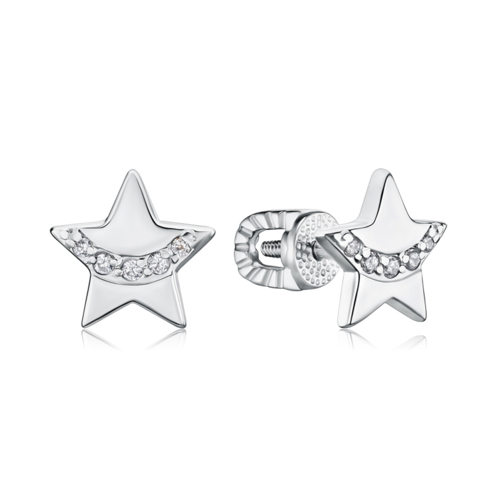 Золоті сережки-пусети Зірочки з фіанітами 21825/02/1/323