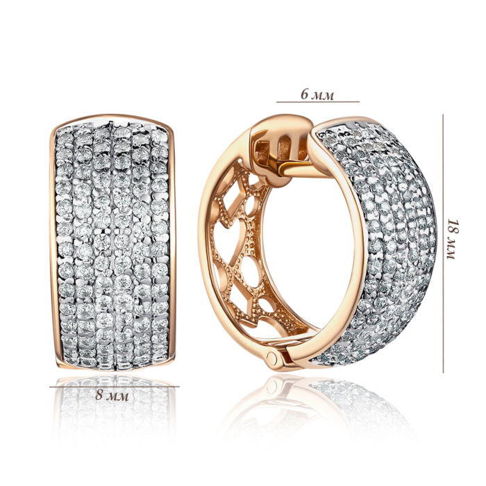 Золоті сережки з фіанітами. Артикул 21841/01/1/1