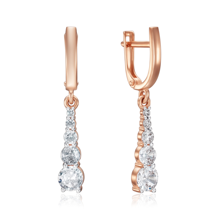 Золоті сережки з фіанітами. Артикул 21861/01/1/1284