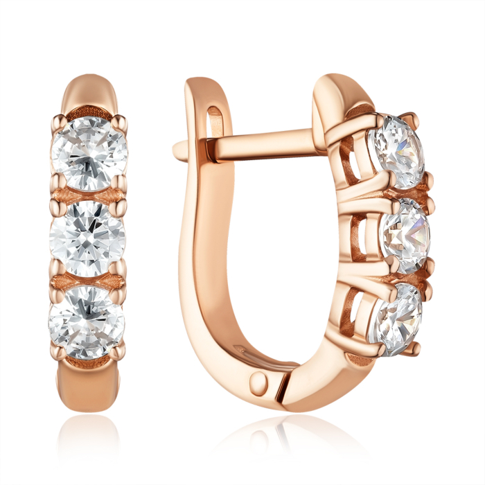 Золоті сережки з фіанітами. Артикул 21863/01/0/28