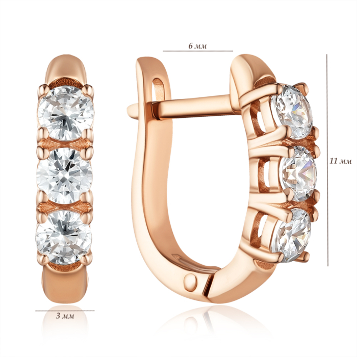Золоті сережки з фіанітами. Артикул 21863/01/0/28