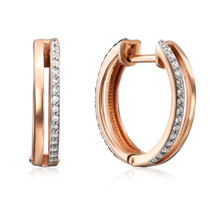 Золоті сережки-конго з фіанітами. Артикул 21866/01/1/7