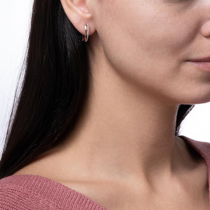 Золоті сережки-конго з фіанітами. Артикул 21866/01/1/7