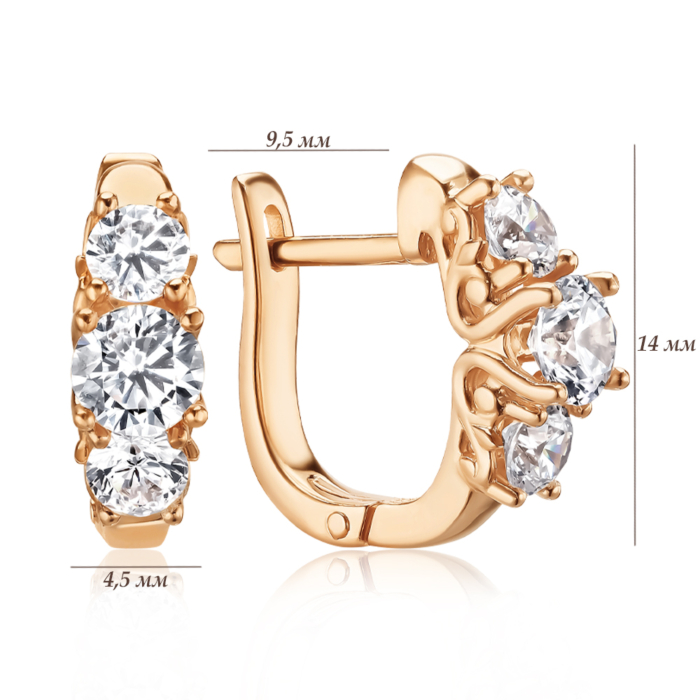 Золотые серьги с фианитами Tesori 21877/01/0/4036